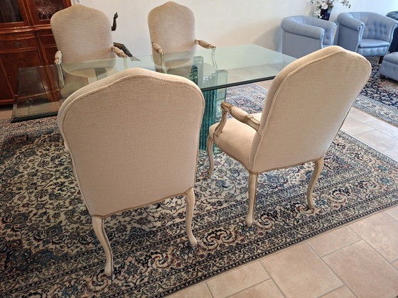 4 eetkamerstoelen, Textiel, Hout, Beige (foto 2 van 6)