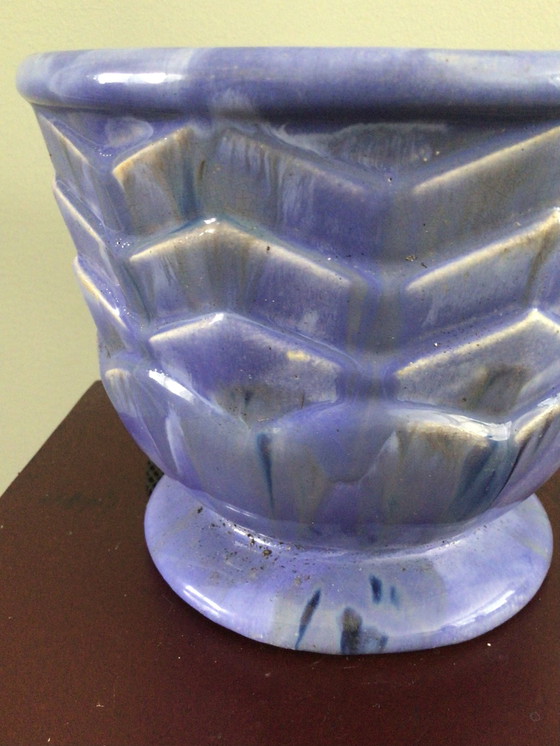 Image 1 of Vintage cache pot handgedraaid iriserend glazuur
