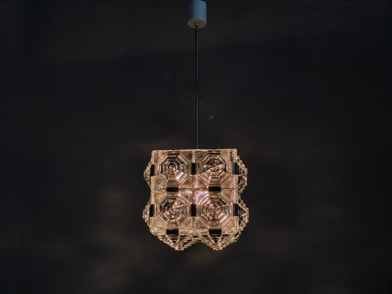 Image 1 of Lampada a sospensione brutalista in vetro di Kamenický Šenov, Cecoslovacchia anni '70