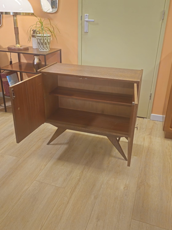 Image 1 of Platine vinyle vintage compacte, petit buffet, petit meuble audio pour salle de bain, mobilier de salle de bain