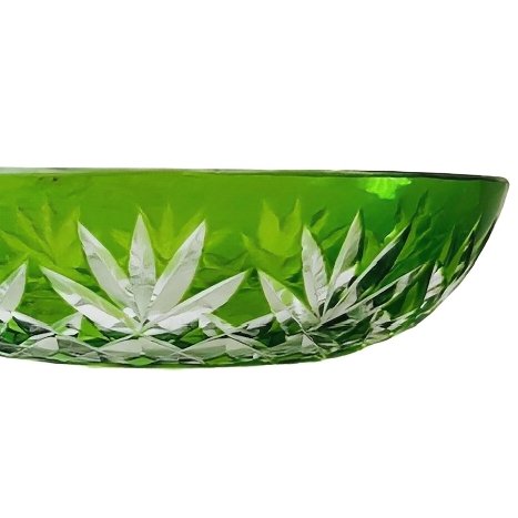 Image 1 of Ciotola in cristallo tagliato vintage verde smeraldo, anni '60