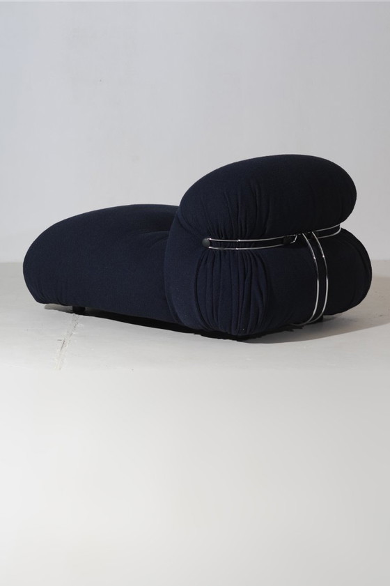 Image 1 of Vintage Soriana 2-Sitzer-Sofa von Afra & Tobia Scarpa in nachtblauem Bouclé