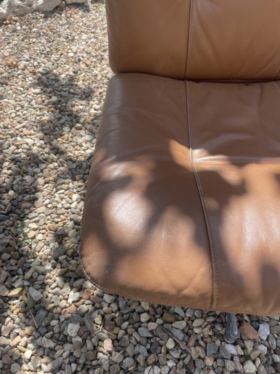 Set van 2 vintage cognac leren draaifauteuils – jaren 70 – Draaistoelen, Leather, Metal (photo 6 of 10)