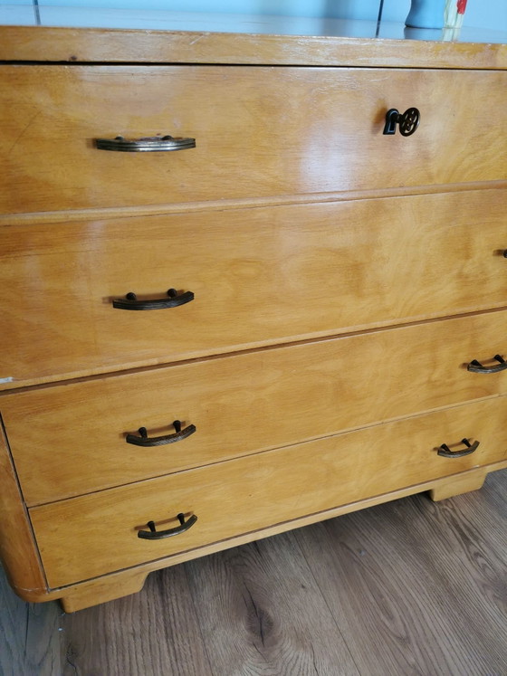 Vintage dressing table / commode / ladekast met spiegel – Ladekasten, Hout, Glas (photo 6 of 11)