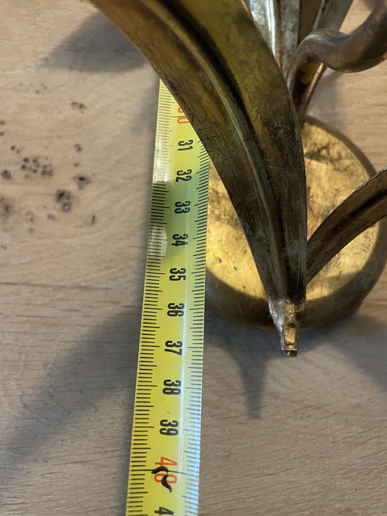 Image 1 of wandleuchte mit blumenmotiv Masca Italië verguld jaren 60