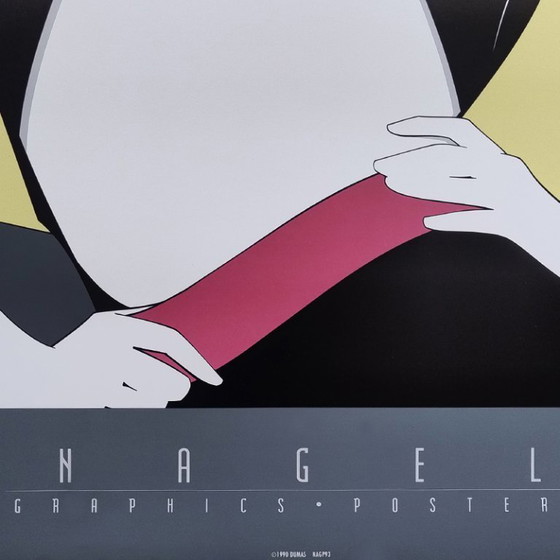 Image 1 of Wunderschönes Original-Kunstposter von Patrick Nagel aus den 1990er Jahren: „Open Jacket“.