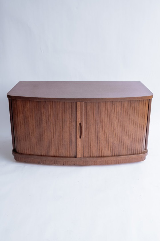 Image 1 of Vintage sideboard with tambour doors on wheels