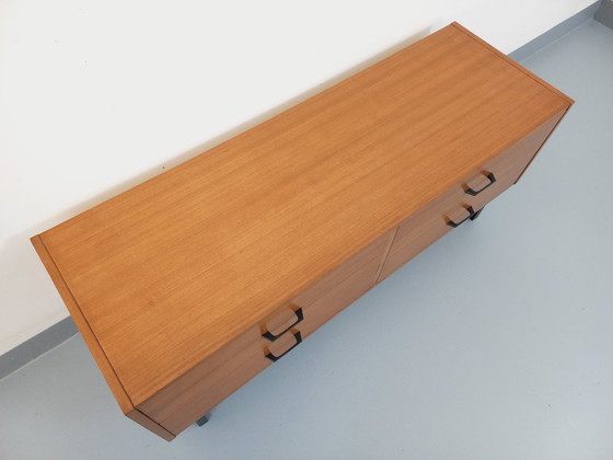 Image 1 of Small vintage modernist style sideboard in teak and metal from the 1960s