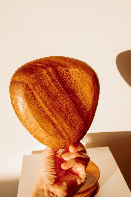 Image 1 of Assiettes à gâteaux vintage en bois, lot de 6