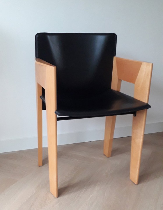 Image 1 of Arco Dining Chair design wooden leather chair Arnold Merckx