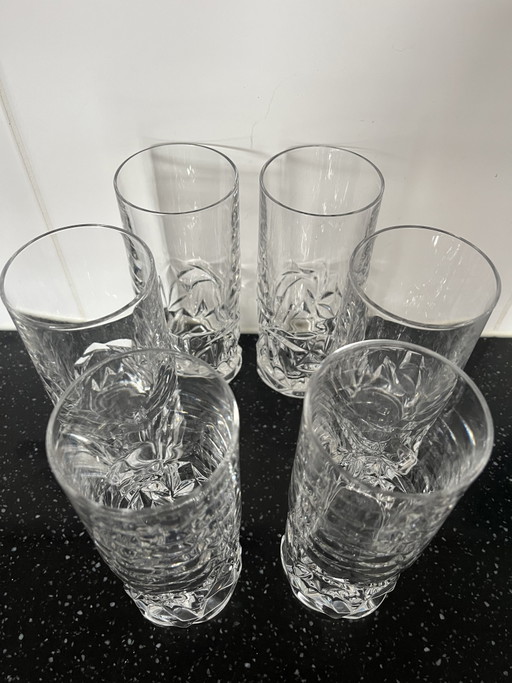 Seis vasos largos de cristal pesado de Tiffany