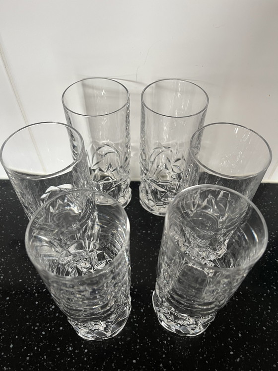 Image 1 of Seis vasos largos de cristal pesado de Tiffany
