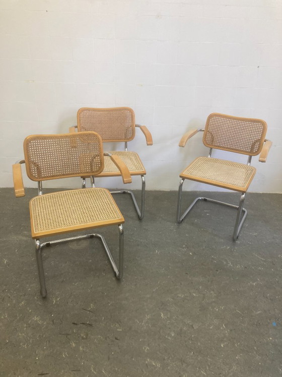 3 X Vintage Cesca Breuer – Merk onbekend, Eetkamerstoelen, Wood, Rattan (photo 17 of 17)