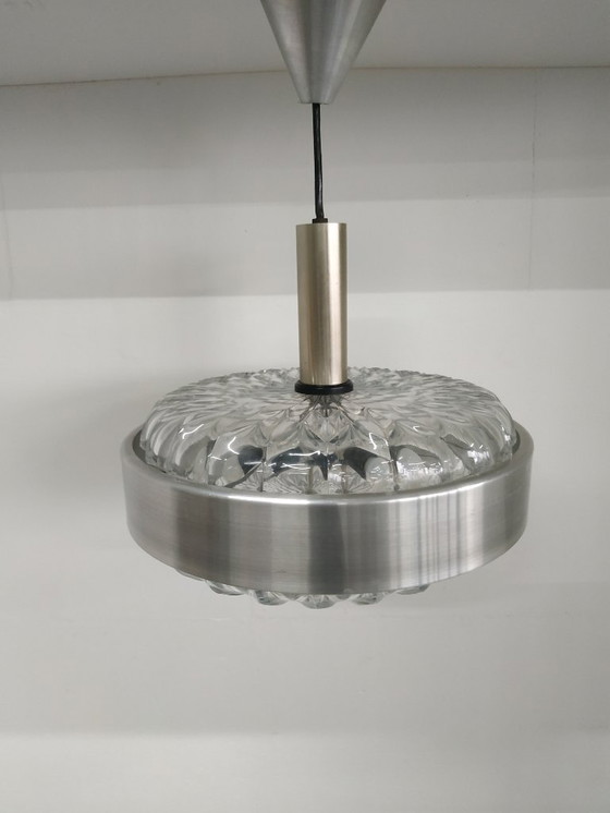 Image 1 of Lampada ad anello vintage anni '60 in stile scandinavo (UFO) con paralumi in cristallo