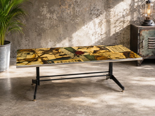 Mid Century Salontafel Jaren 50 In De Stijl Van Fornasetti – Metal