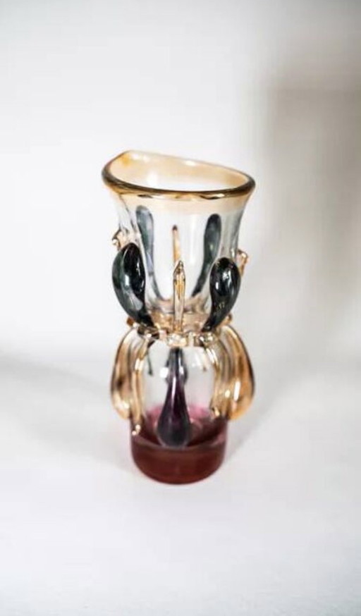 Ion Tamaian vase in mouth-blown glass, signed