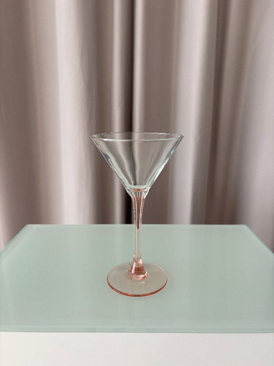 Set Of 6 Vintage Luminarc Martini / Cocktail Glasses – Soft Pink Peach – 1990s – Glass & Decanter (photo 2 of 8)