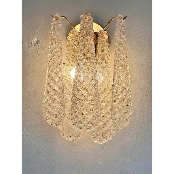 Image 1 of Set di quattro moderne applique da parete italiane in oro con vetro di Murano Conchiglie
