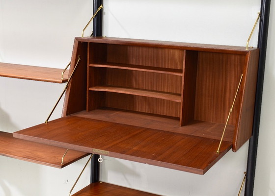 Louis Van Teeffelen Wandregal aus Teak und Messing für WEBE, Niederlande – um 1950 – Wood (photo 14 of 15)