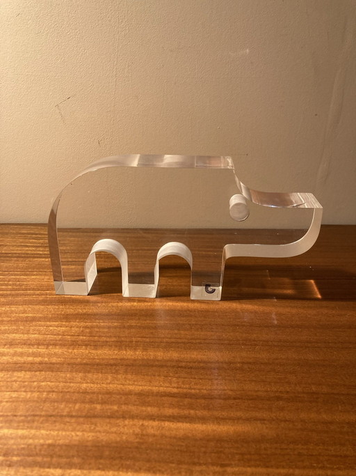 Rare Vintage Guzzini Lucite Rhinoceros – Silvio Russo Years