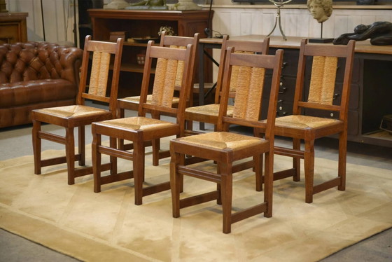 Lot de 6 chaises brutalistes des années 1950. – Chaises de salle à manger (photo 4 of 14)