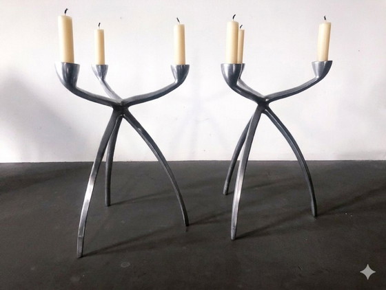 Image 1 of 2 Space age Vintage Kandelaars jaren '70 van De Bijenkorf