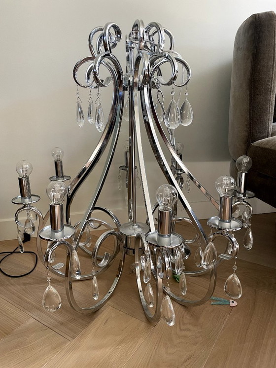 Image 1 of Kroonluchter met parels van glas. Alleen ophalen