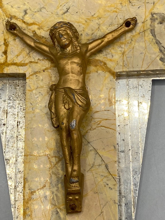 Crocifisso da parete Art Déco - Pietra venata e metallo – Oggetti decorativi, Marble, Art Deco (photo 2 of 6)