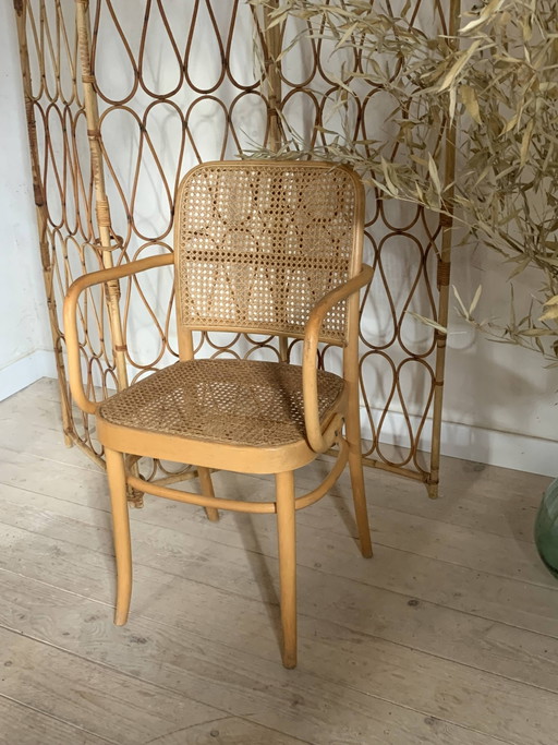 Vintage Hofmann rieten fauteuil – Thonet, eetkamerstoelen, Wicker, Wood (photo 2 of 10)