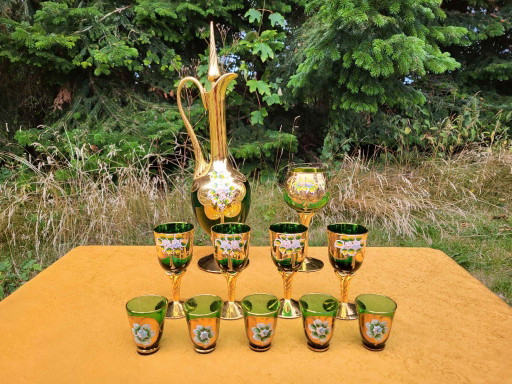 Juego de Decantador Murano Vintage Hecho a Mano | Juego de Licor de Decantador de Cristal Veneciano
