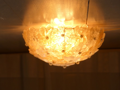 Plafondlamp bloemen met goud Barovier & Toso Murano