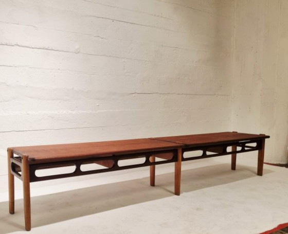 Large bench 1950s - William Watting Scanflex | Mid-Century Modern Design Furniture, Benches, Wood, Brown (photo 3 of 10)