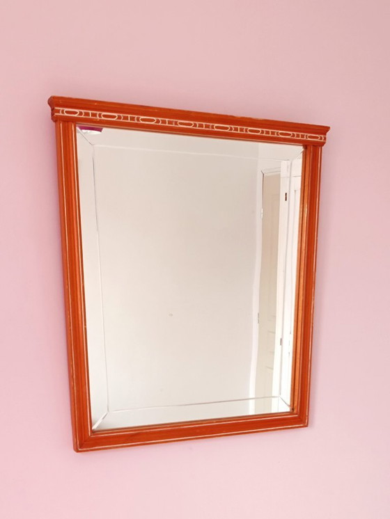 Image 1 of Wall mirror with beveled glass and solid wood frame
