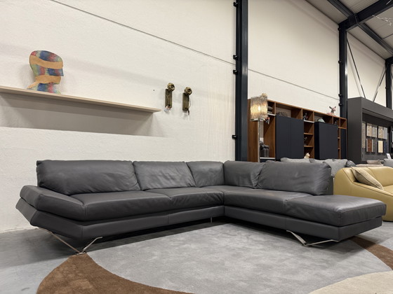 Image 1 of Natuzzi Hoekbank Grijs leer 310x240