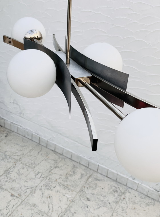 Image 1 of Lámpara de araña con 4 opalinas de la era espacial