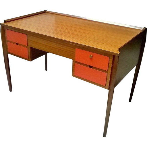Bureau en bois vintage italien Dassi ,1950s