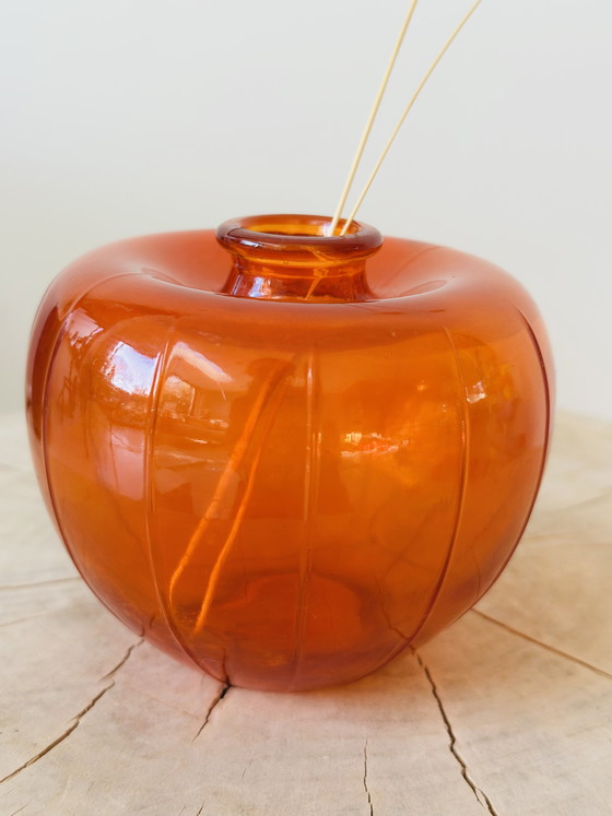 Image 1 of A.D. Copier orange pressed glass vase – Leerdam Glass Factory, ca. 1945 | iconic model