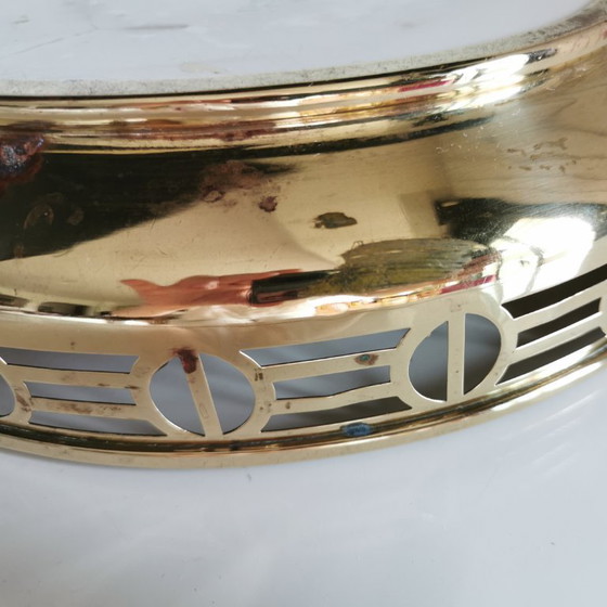 Image 1 of Plateau ancien en porcelaine et laiton Art Déco