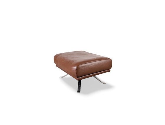 Image 1 of Pouf originale Rolf Benz in pelle marrone, poggiapiedi di design.