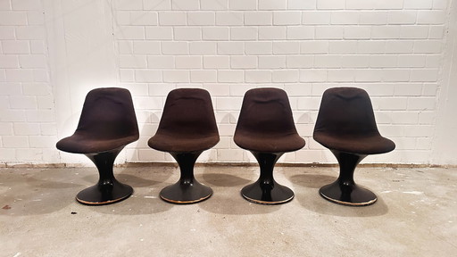 4 × Orbit-stoelen, jaren 70 – GRP – Herman Miller