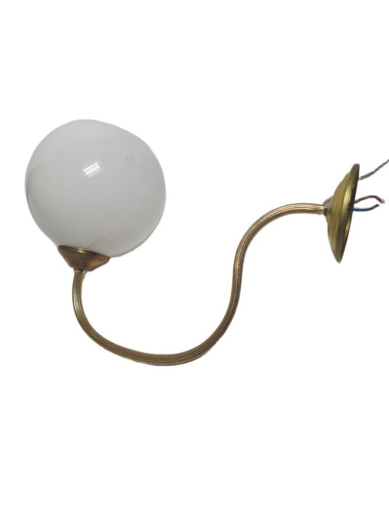 Art Deco wandlamp, Polen, jaren 1950 – Wandlampen, Glass, Brass (photo 3 of 9)
