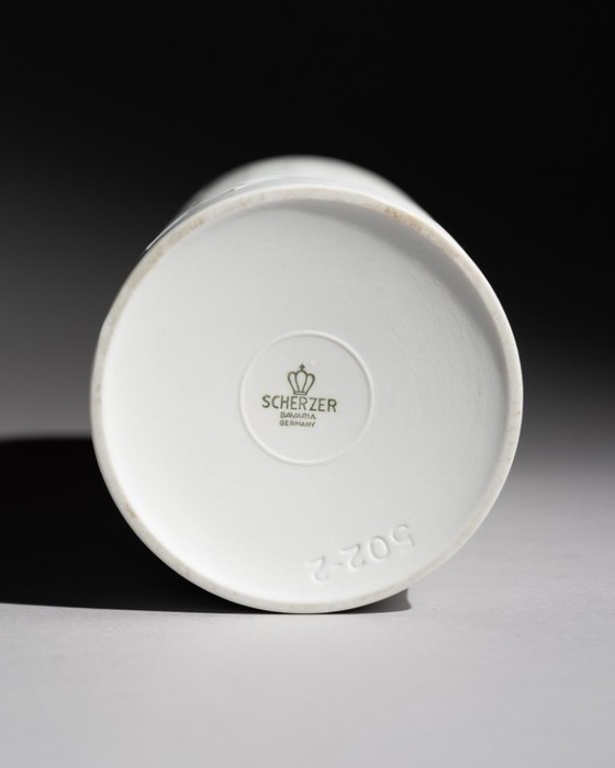 Image 1 of Vintage German RARE OP-Art Relief Bisque Porcelain Large Vase Scherzer Werne Uhl