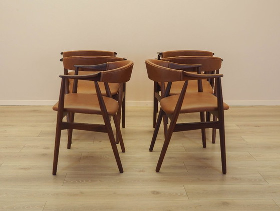 Image 1 of Set van zes teakhouten stoelen, Deens design, jaren 70, gemaakt in Denemarken.