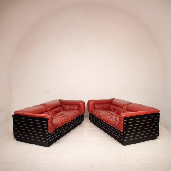 Giovanni Offredi pour Saporiti Italia Canapés en Cuir 1970 Italie – Aluminium, Leather (photo 16 of 28)