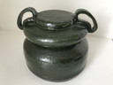 Vaso in ceramica fatto a mano - smaltato verde scuro