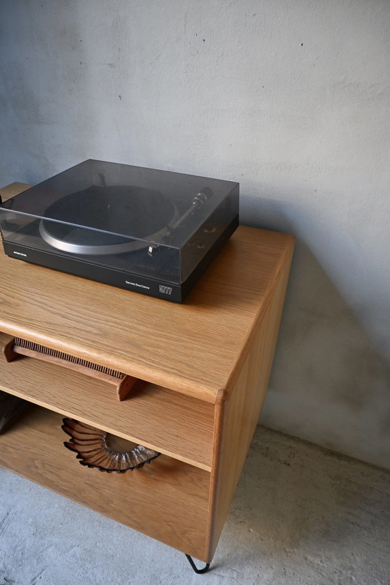 Image 1 of Meuble à disques vinyles/bibliothèque/meuble ouvert en chêne vintage
