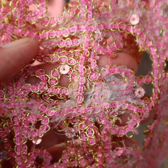 Image 1 of Vintage Rose-Gold Sequin Curtain – Mid-Century Modern, 60s Fabric