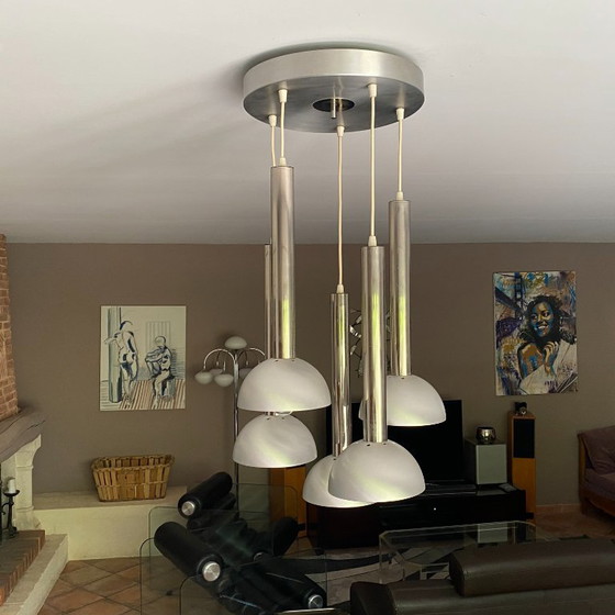 Space Age Waterfall Pendant Light. 1970. – Pendant lamps, Metal (photo 3 of 6)
