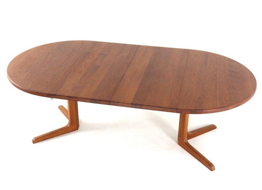 Niels Bach ronde 2x verlengbare eettafel 'Tylstrup' vintage massief teak