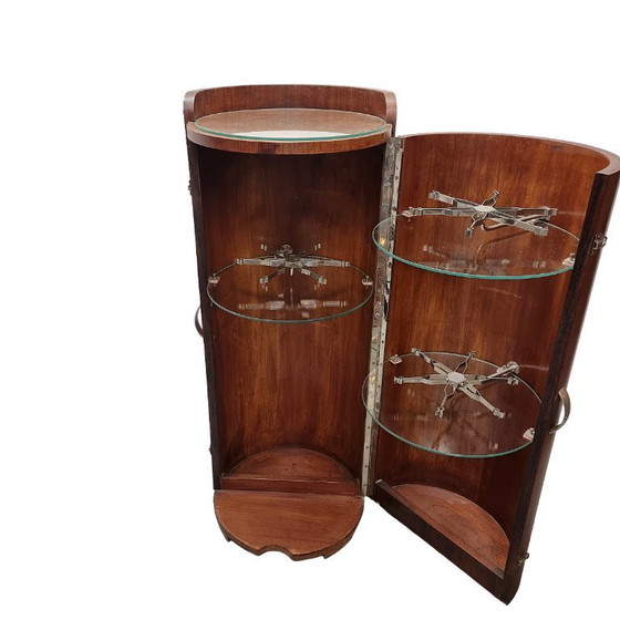 Image 1 of Mueble de bar redondo de caoba estilo Art Déco francés, circa 1930